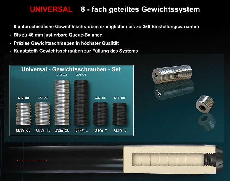 Universal - Gewichtsschrauben Komplett-Set, 16-tlg.