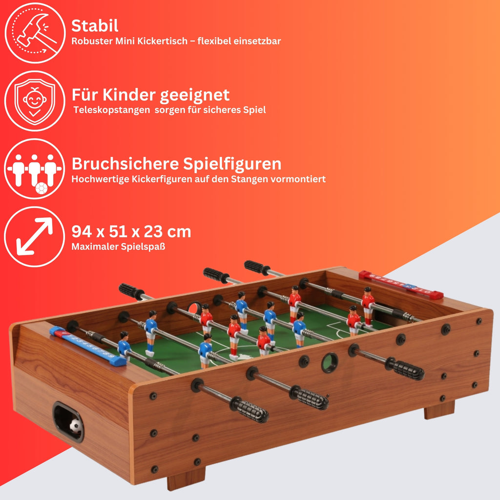 Bandito - Mini-Kicker mit Teleskopstangen Tischaufleger 94 x 51 x 23 cm Braun