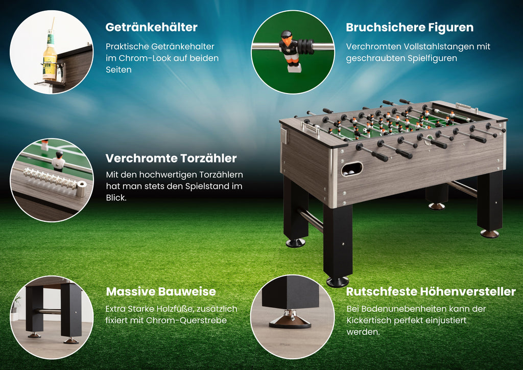 Bandito - Tischkicker Profi Soccer Deluxe in eiche-grau
