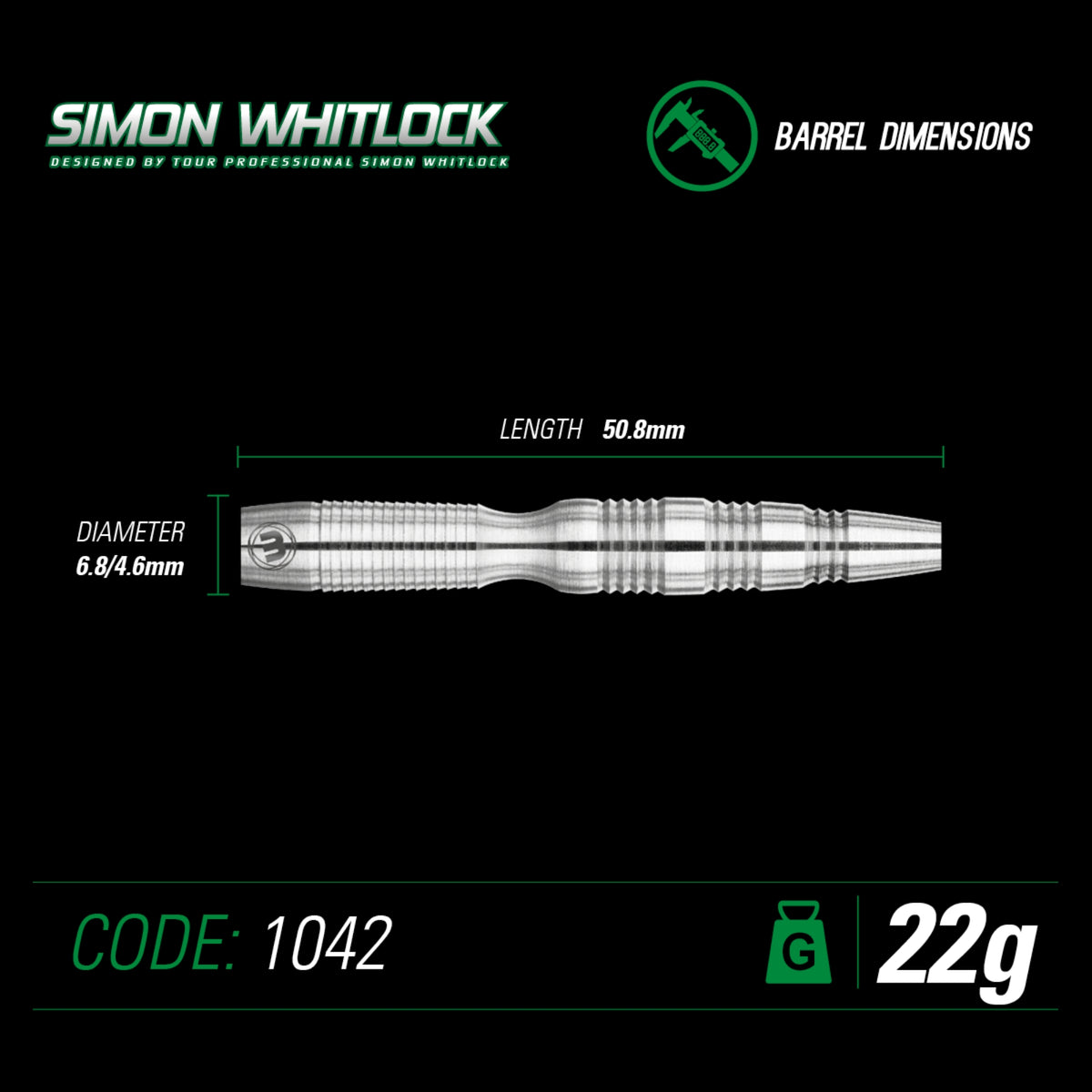 Winmau - Steeldart - Simon Whitlock Silver 22 gr.