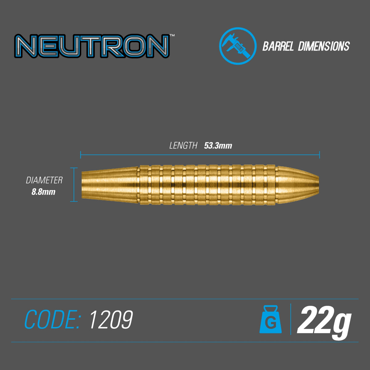 Winmau - Steeldart Neutron Brass 22 gr.