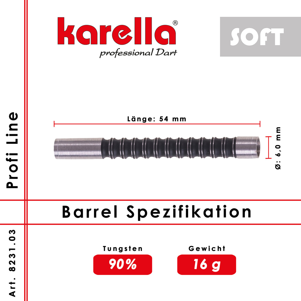 Karella - Softbarrel Profi Line PLS-03 90% Tungsten 16 gr.
