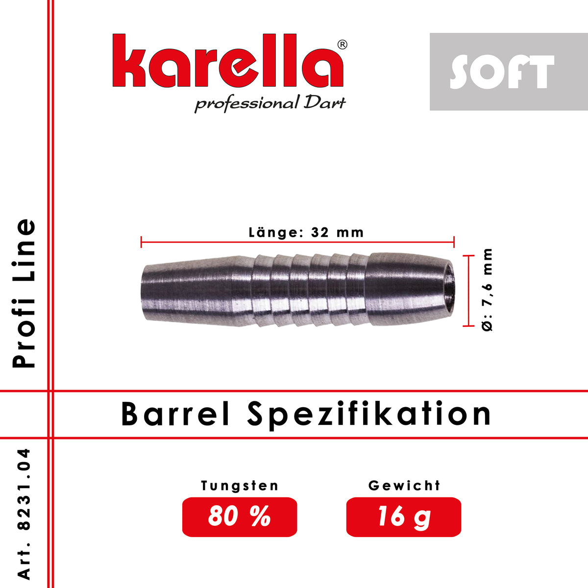 Karella - Softbarrel Profi Line PLS-04 80% Tungsten 16 gr.