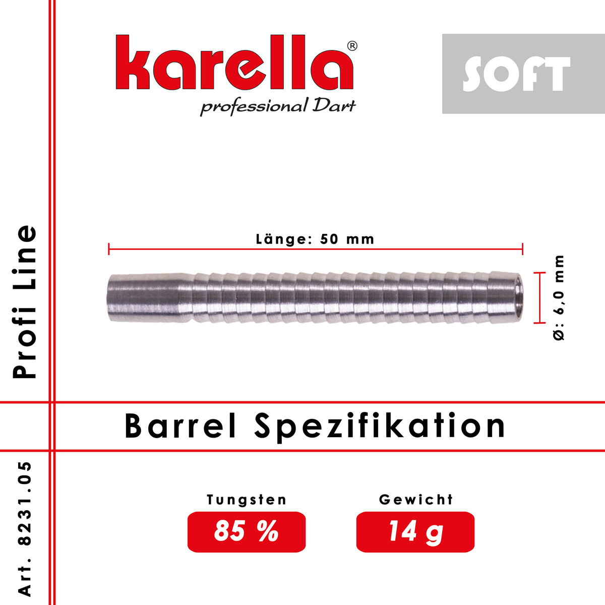 Karella - Softbarrel Profi Line PLS-05 85% Tungsten 14 gr.