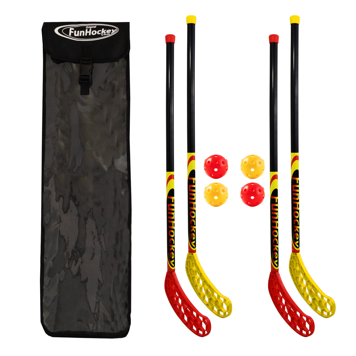 Bandito - FunHockey Schläger-Set, 4 Schläger, 4 Bälle, 1 Tasche