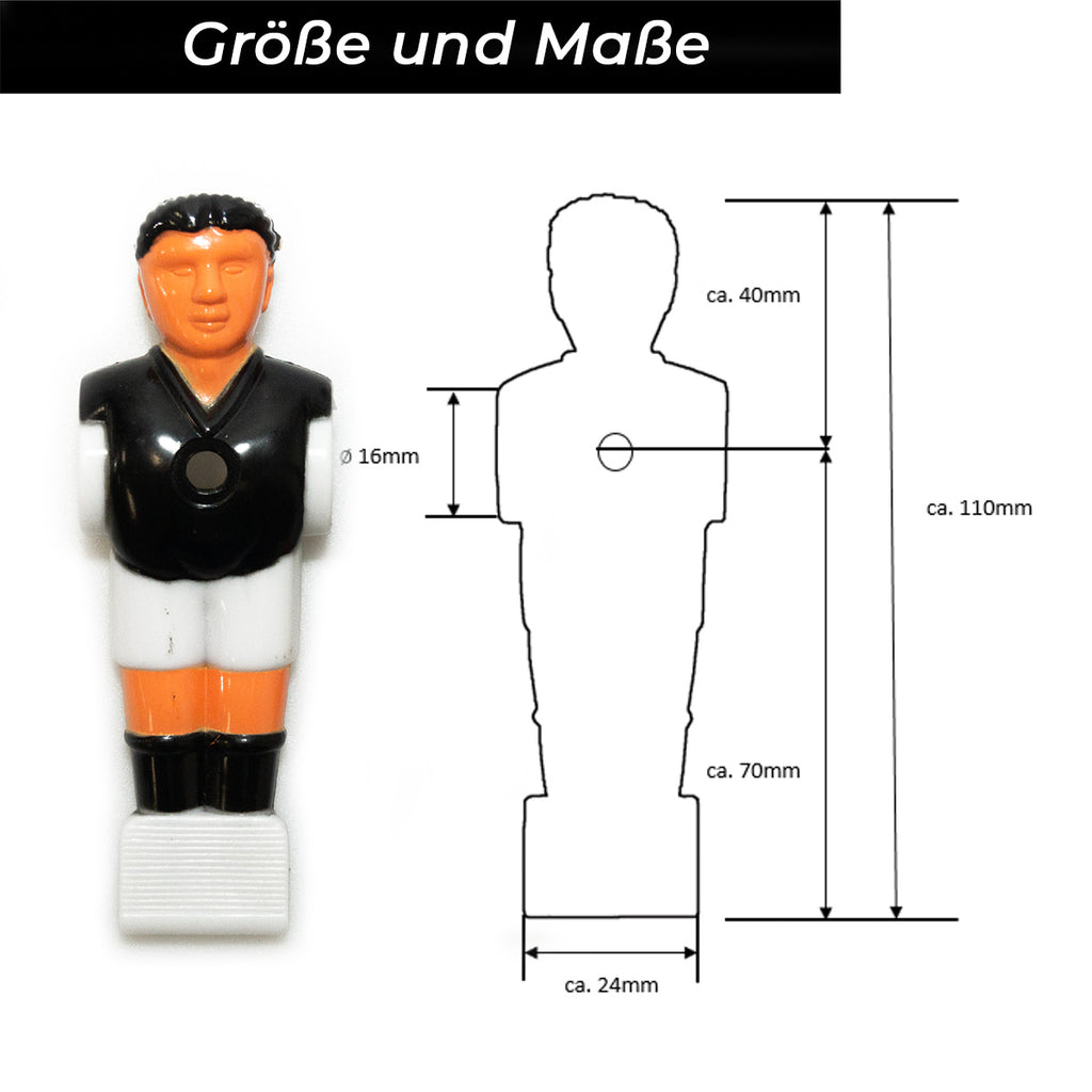 Bandito - Kickerfigur Profi schwarz/weiß für 16 mm Kickerstangen (11 St.)