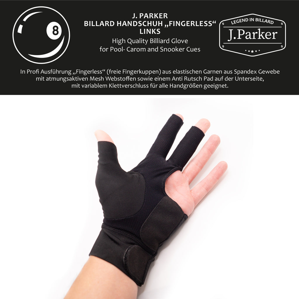 J. Parker - Billardhandschuh fingerless schwarz