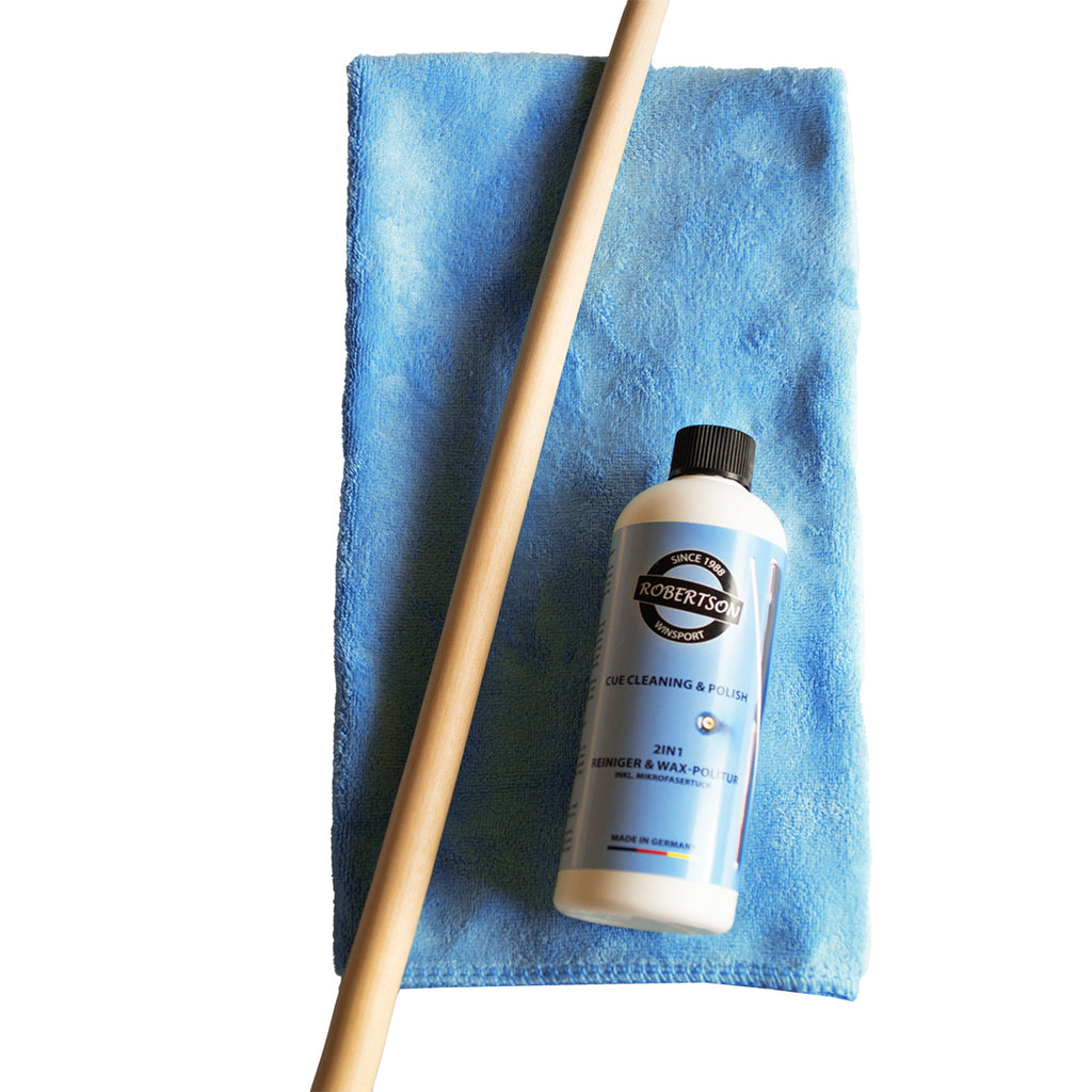 Robertson - Cue Cleaning & Polish 2in1 – Reiniger mit Wachs Politur 200 ml inkl. Mikrofasertuch