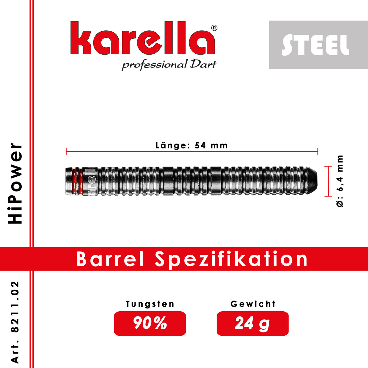 Karella - Steeldart HiPower 90% Tungsten 24 gr.